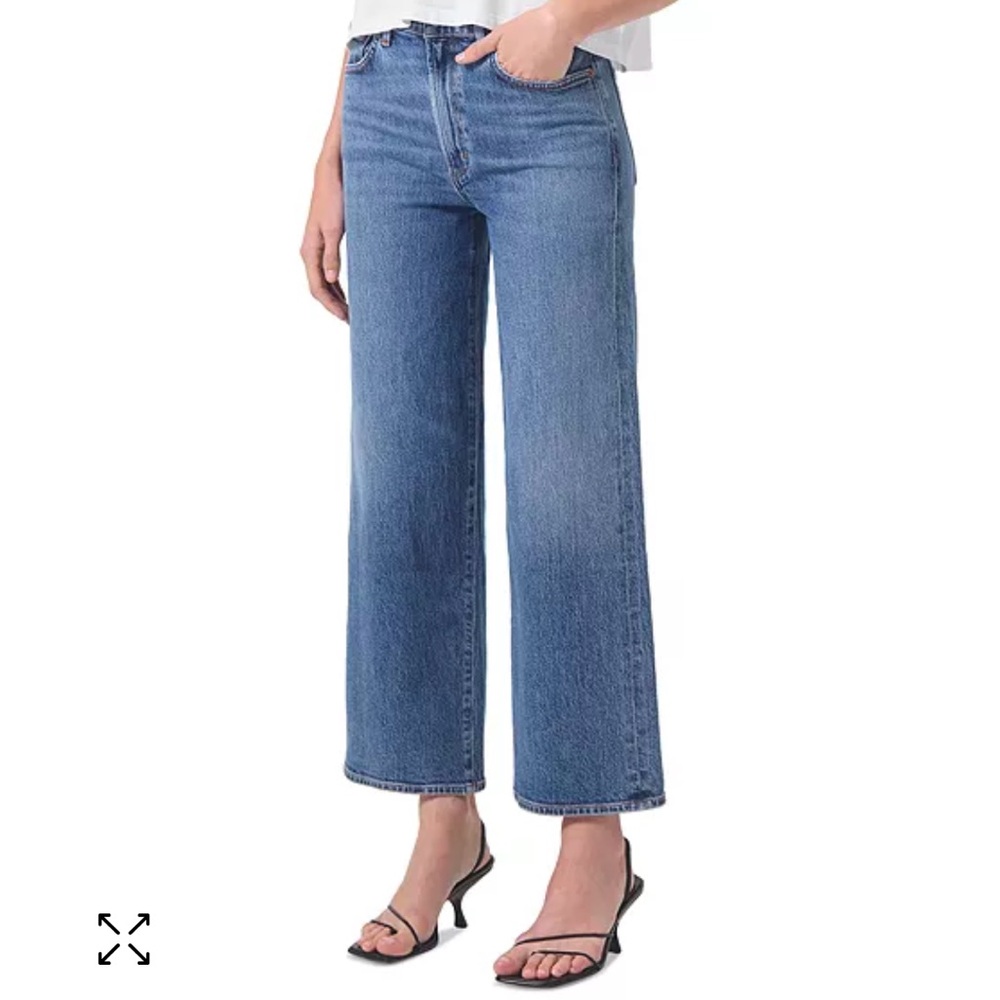 AGOLDE Harper Mid Rise Wide Ankle Jeans in Moor